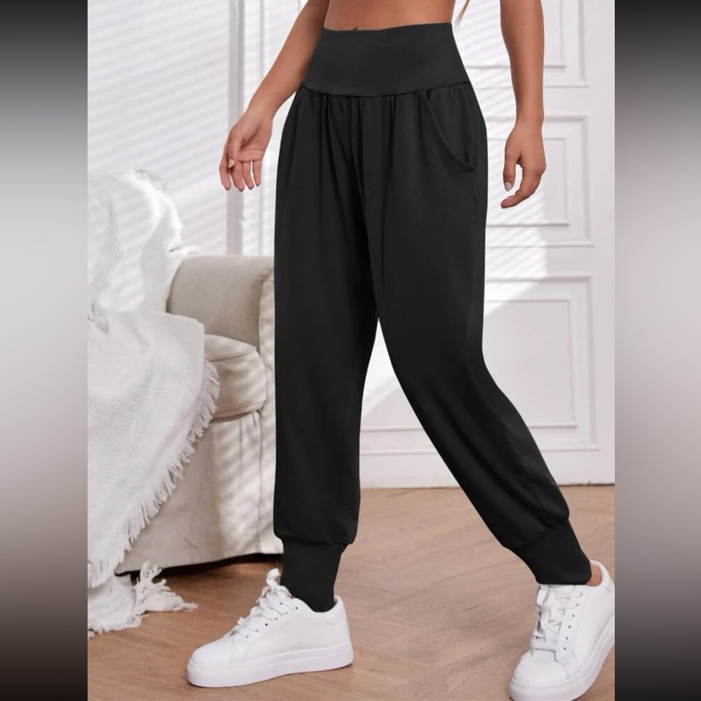 Wide Waistband Slant Pocket Sports Pants